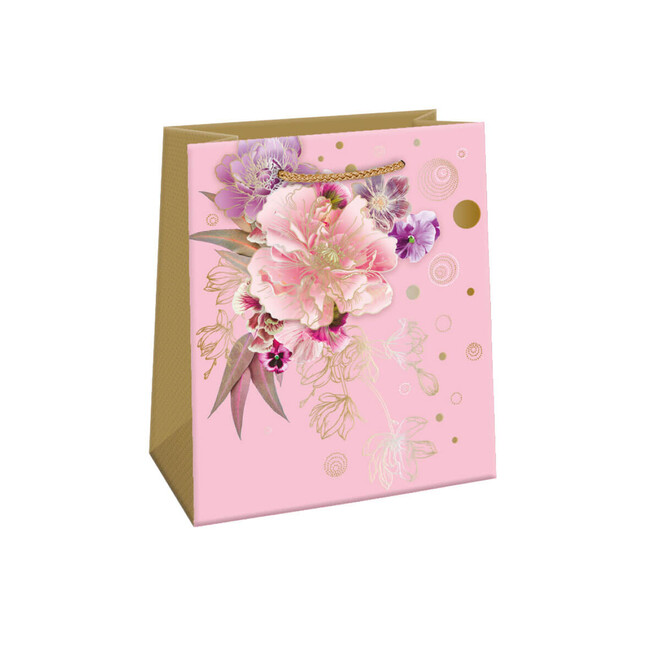 Argus Darčeková taška Ružovo fialové kvetiny 20x24cm