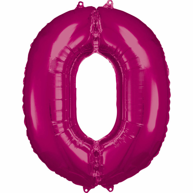 Fóliový balón číslo 0 ružový 83 cm