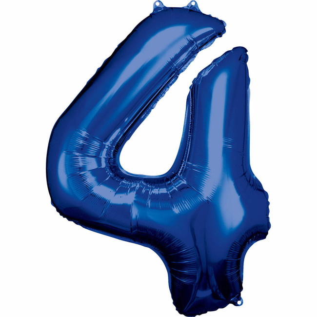 Fóliový balón číslo 4 modrý 83 cm