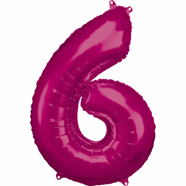 Fóliový balón číslo 6 ružový 83 cm