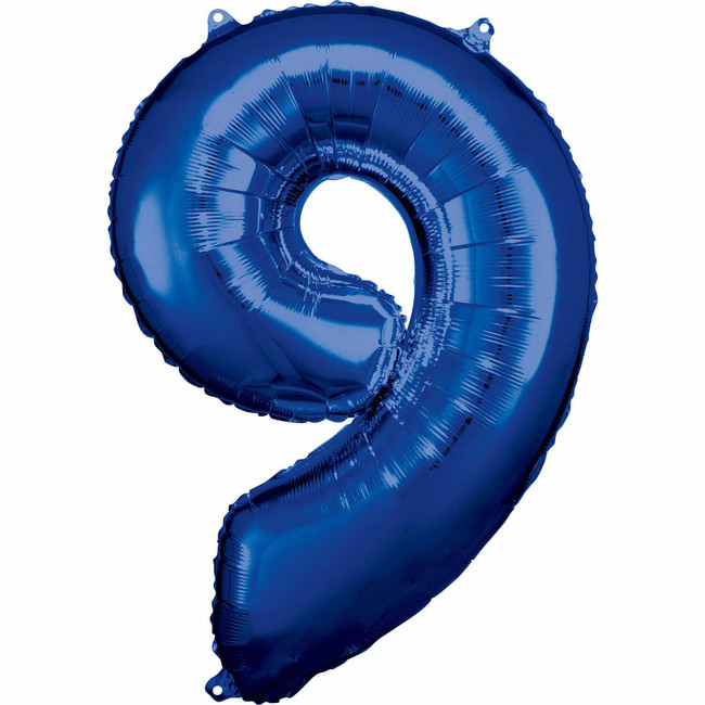Fóliový balón číslo 9 modrý 83 cm
