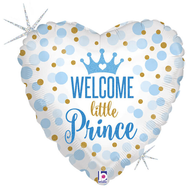 Fóliový balón srdce Welcome Little Prince 46cm