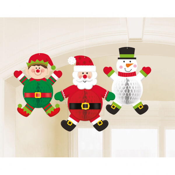 Amscan Visiace honeycomb dekorácie Vianočné postavy 3ks