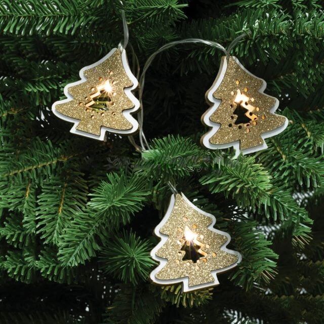 Decorand LED Sveteľná reťaz Vianočný stromček zlatý 3+5,7m