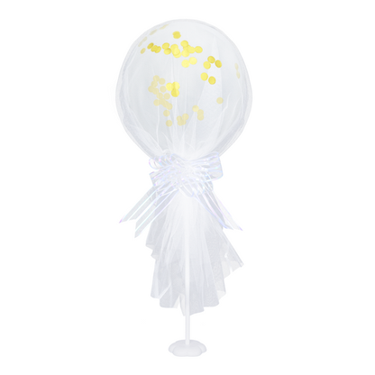 Balón biely so zlatými konfetami v tyle 30cm