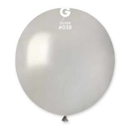 Balóny guľaté metalické strieborné 48cm 5ks