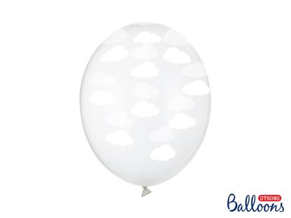 Priesvitné balóny biele obláčiky 30cm 6ks