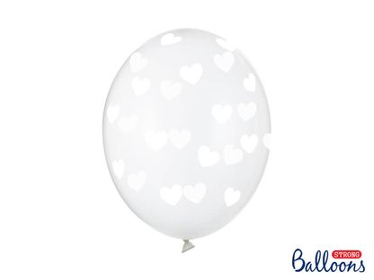 Priesvitné balóny biele srdcia 30cm 6ks