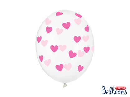 Priesvitné balóny ružové srdcia 30cm 6ks