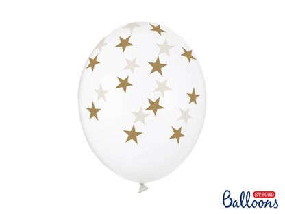 Priesvitné balóny zlaté hviezdy 30cm 6ks