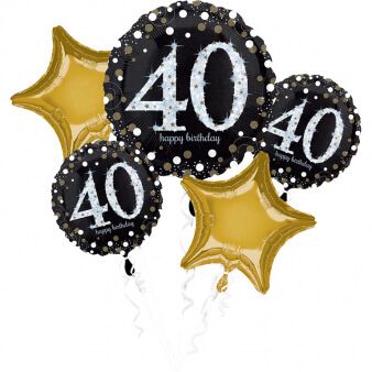 Balónová kytica 40.narodeniny Gold Diamonds 5ks
