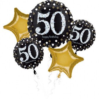 Balónová kytica 50.narodeniny Gold Diamonds 5ks