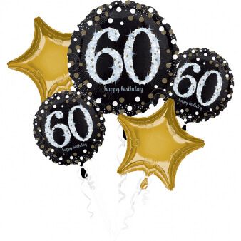 Balónová kytica 60.narodeniny Gold Diamonds 5ks