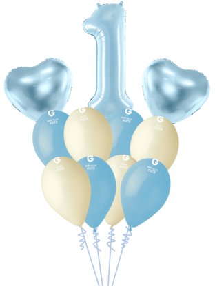 Balónová kytica k 1.narodeninám Chlapček s číslom premium