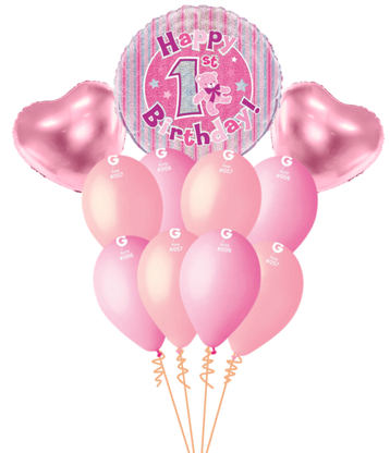 Balónová kytica k 1.narodeninám Dievčatko premium