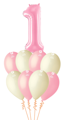 Balónová kytica k 1.narodeninám Dievčatko s číslom