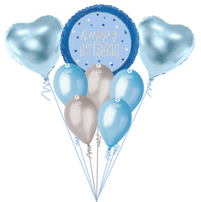 Balónová kytica k narodeninám modrá 8ks