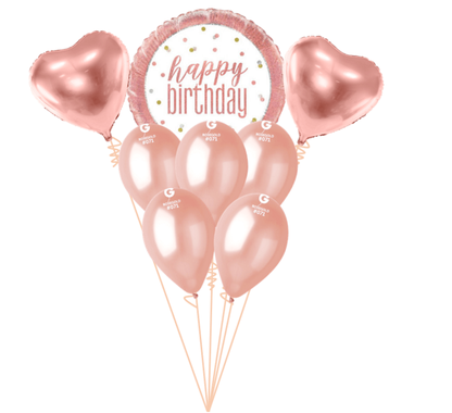 Balónová kytica k narodeninám ružovo-zlatá 8ks