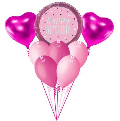 Balónová kytica k narodeninám ružová 8ks
