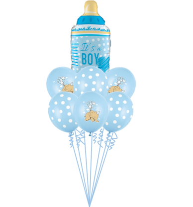 Balónová kytica k narodeniu dieťaťa Fľaša modrá