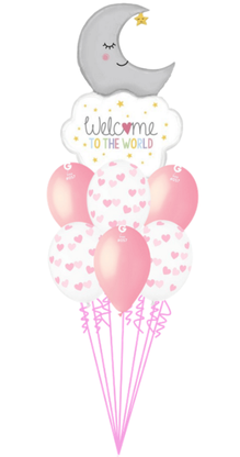 Balónová kytica k narodeniu dievčatka Vítaj na svete 9ks