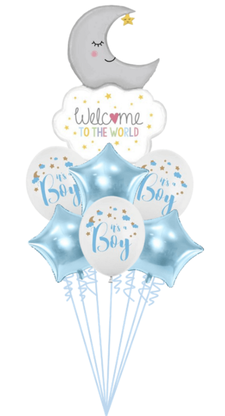 Balónová kytica k narodeniu Vítaj na svete chlapček 7ks