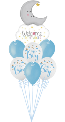 Balónová kytica k narodeniu Vítaj na svete chlapček 9ks