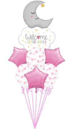 Balónová kytica k narodeniu Vítaj na svete dievčatko 7ks