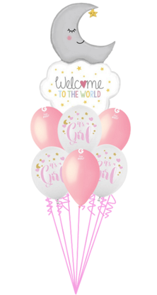 Balónová kytica k narodeniu Vítaj na svete dievčatko 9ks