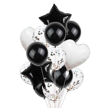 Balónová kytica kombinovaná čierno-biela 12ks