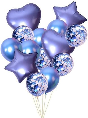 Balónová kytica kombinovaná modrá 12ks