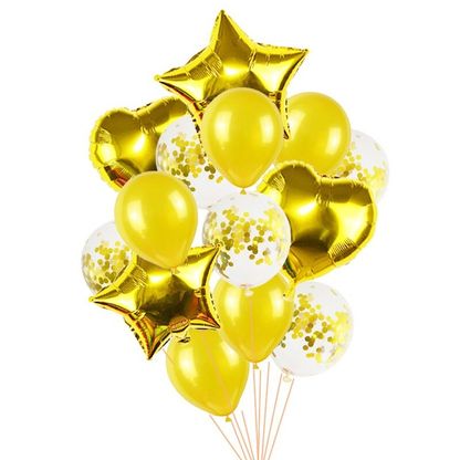 Balónová kytica kombinovaná zlatá 12ks