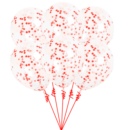 Balónova kytica konfetová červená 6ks