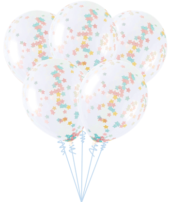 Balónova kytica konfetová hviezdy pastelové 5ks