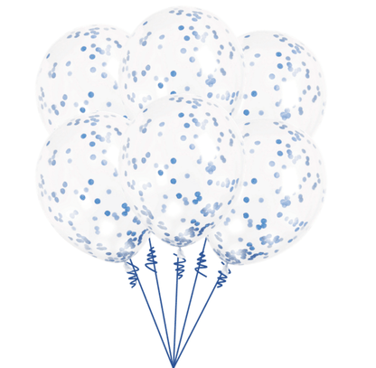 Balónova kytica konfetová modrá 6ks