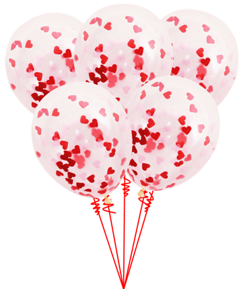Balónova kytica konfetová srdcia 5ks
