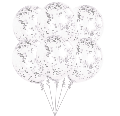 Balónova kytica konfetová strieborná 6ks