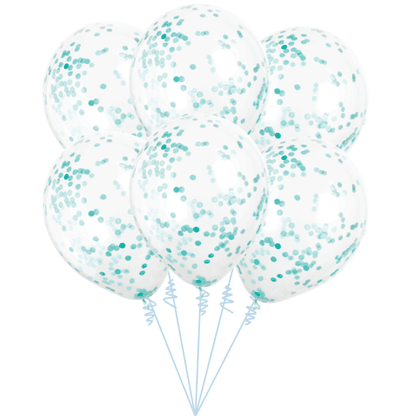 Balónova kytica konfetová svetlomodrá 6ks