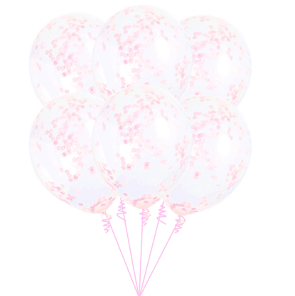 Balónova kytica konfetová svetloružová 6ks