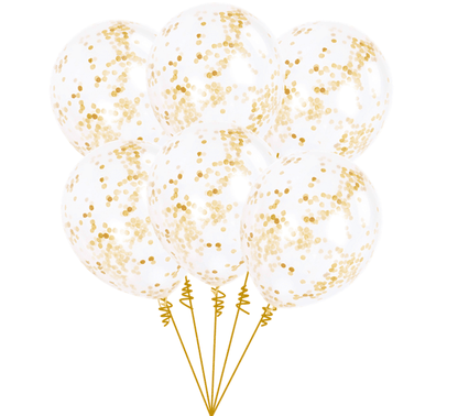 Balónova kytica konfetová zlatá 6ks