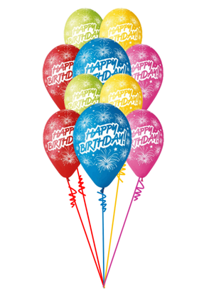 Balónová kytica narodeninová Happy Birthday 10ks