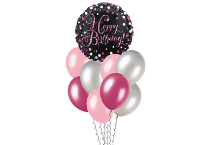 Balónová kytica narodeninová Pink Diamonds 9ks