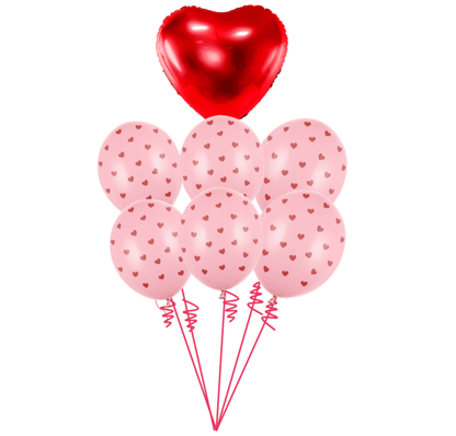 Balónová kytica Valentín Ružové srdcia