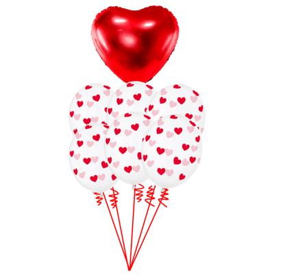 Balónová kytica Valentín Červené srdcia