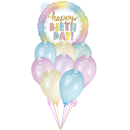 Balónová kytica k narodeninám pastelová 9ks