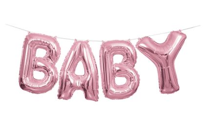 Balónový banner Baby ružový 35cm