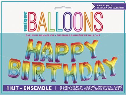 Balónový banner Happy Birthday farebný 426cm