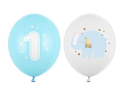 Balóny 1.narodeniny chlapček sloník 30cm 6ks