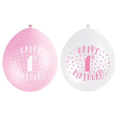 Balóny 1.narodeniny ružové 22cm 10ks