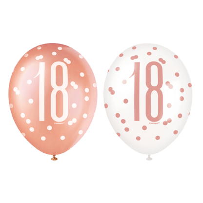 Balóny 18 ružovo-zlaté 30cm 6ks